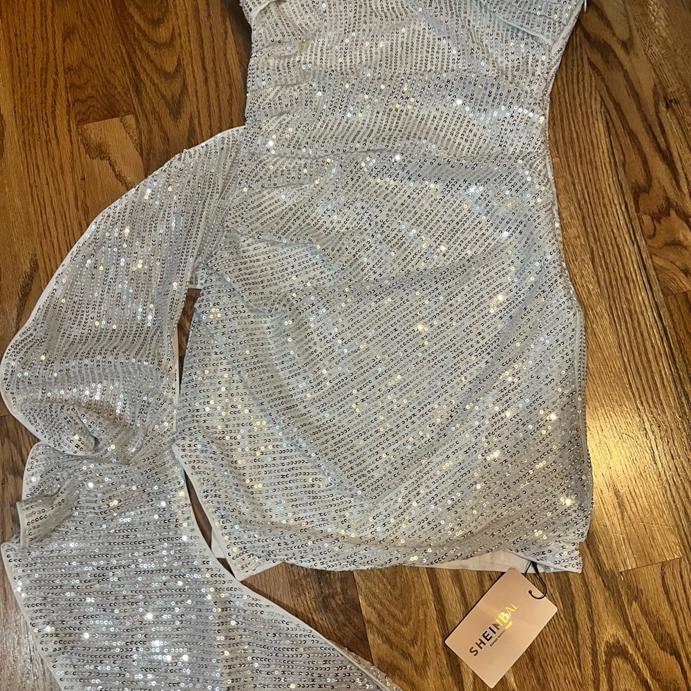 SHEIN Shimmering Silver Sequin Dress